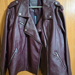 Maurices Deep Burgundy Leather Jacket